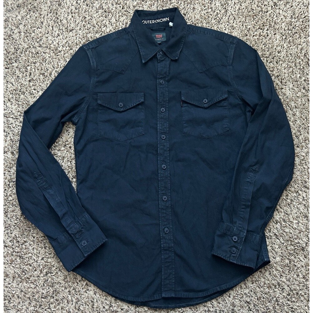Levis x Outerknown Shirt Mens Small Navy Button Up Long Sleeve